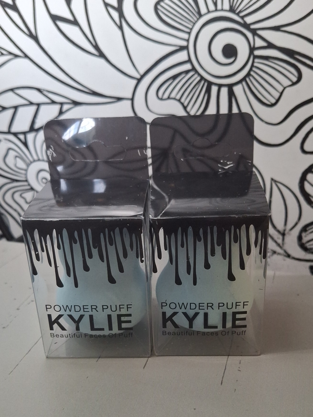 2 Kylie Light Blue Powder Puffs